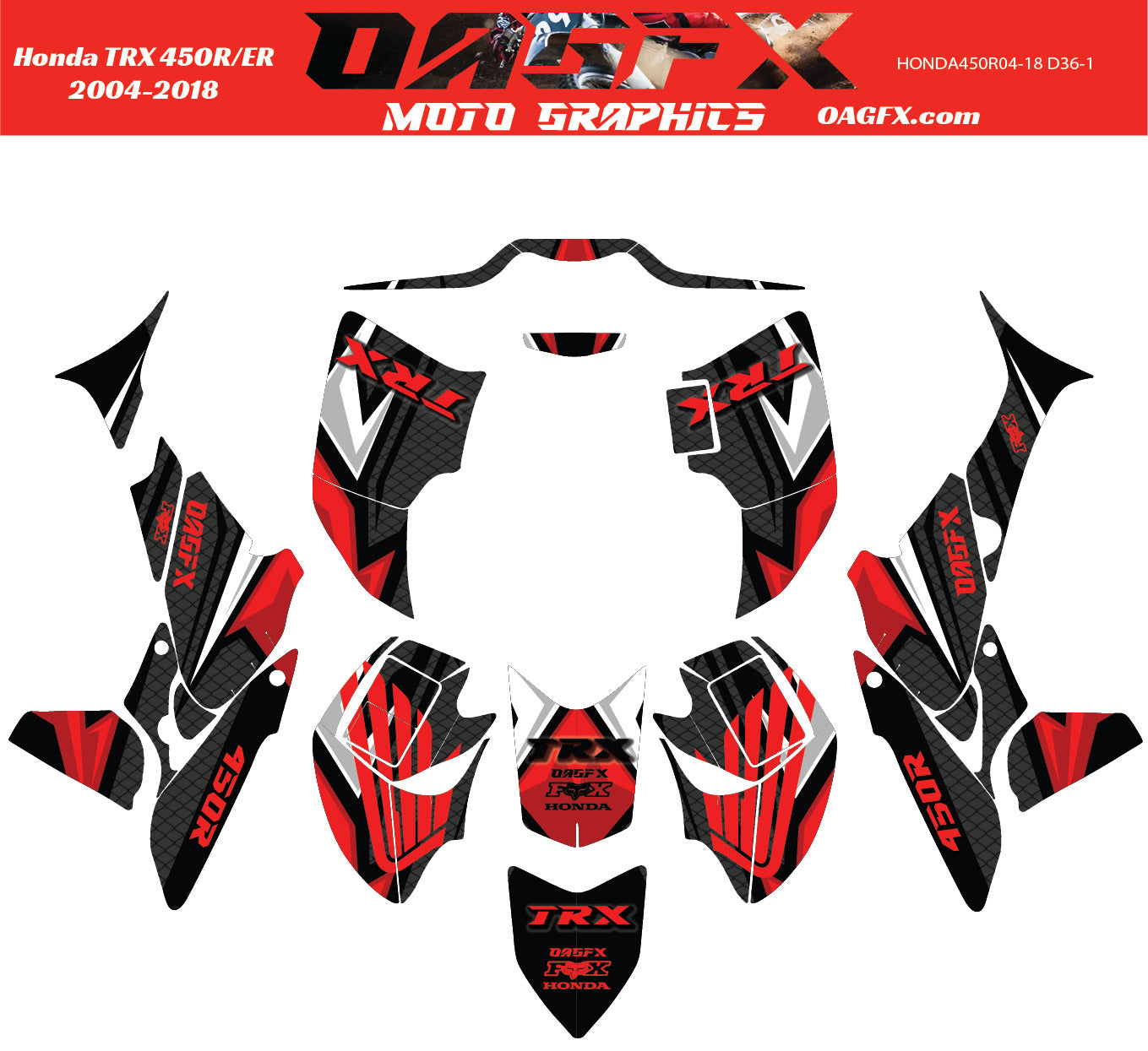 2004-2018 Honda TRX 450 R AI Pre Made Customizable Design Vector D36-1