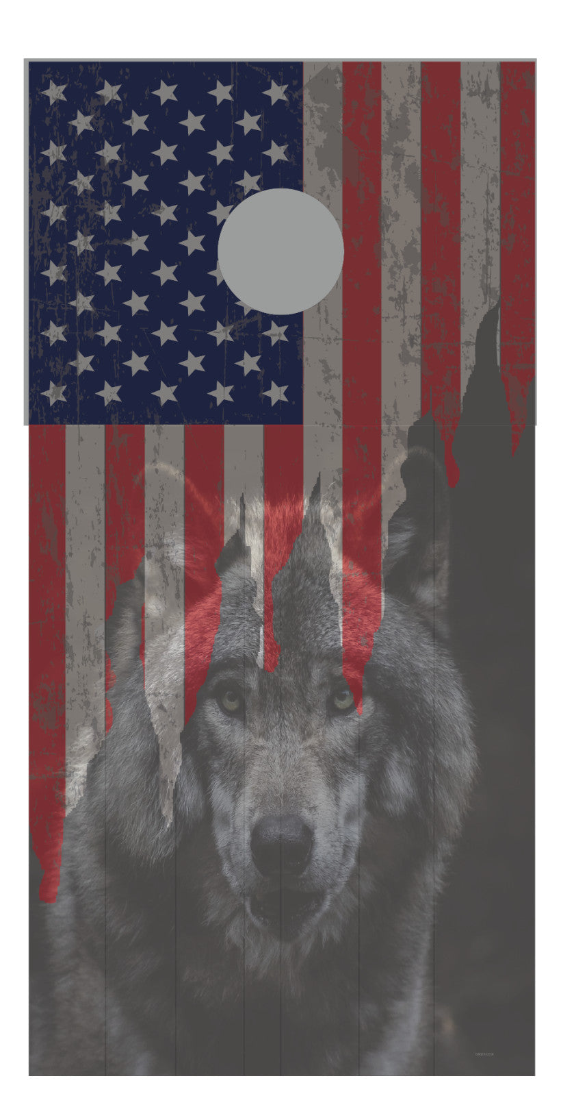 Corn Hole Board Wrap - American Flag Wolf Cornhole