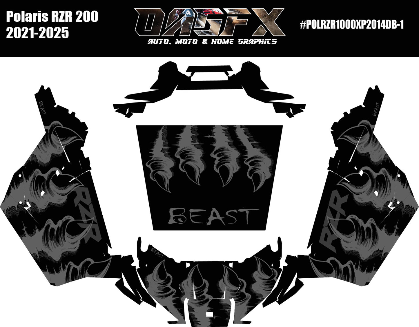 2021-2025 Polaris RZR 200 EFI UTV Graphics Kit DB-1 Beast