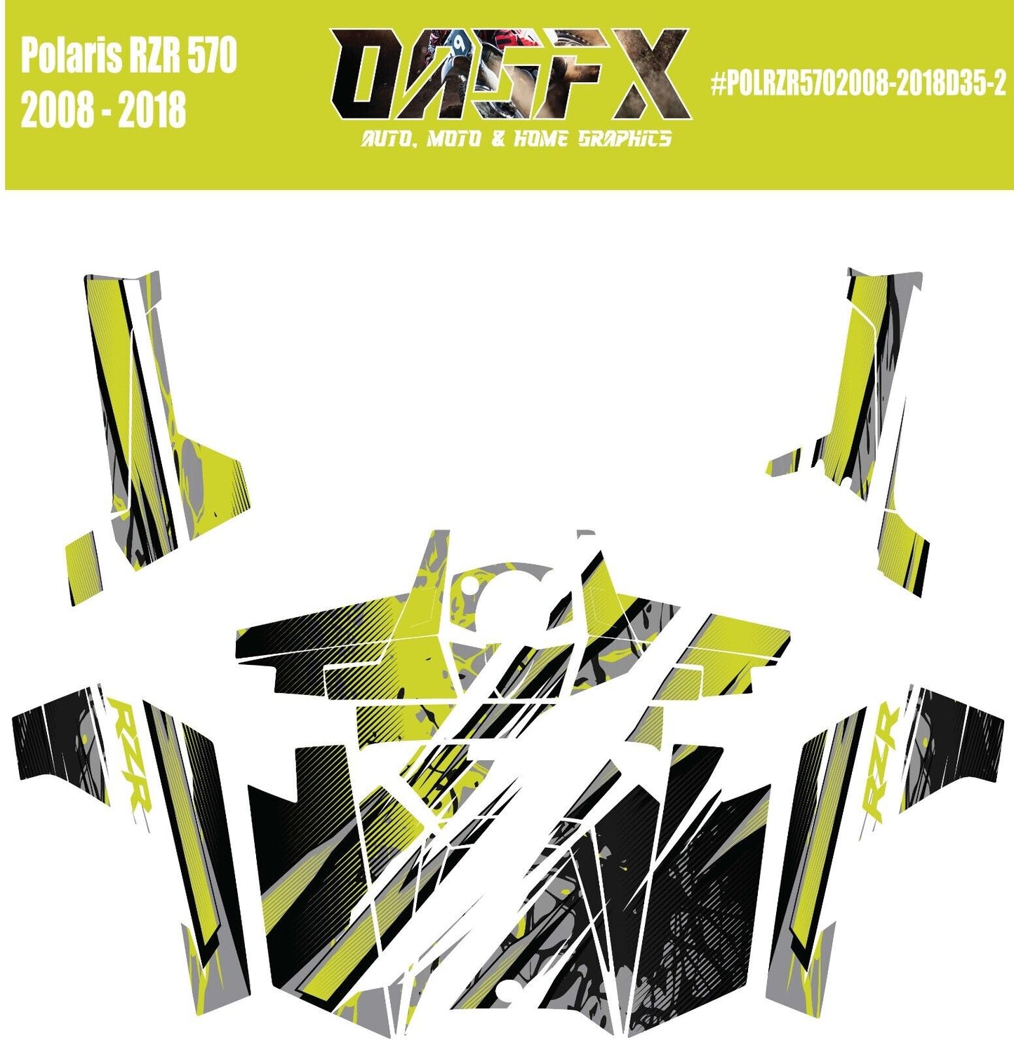 2008 - 2018 Polaris RZR 570 UTV Graphics Kit D35-2 Yellow