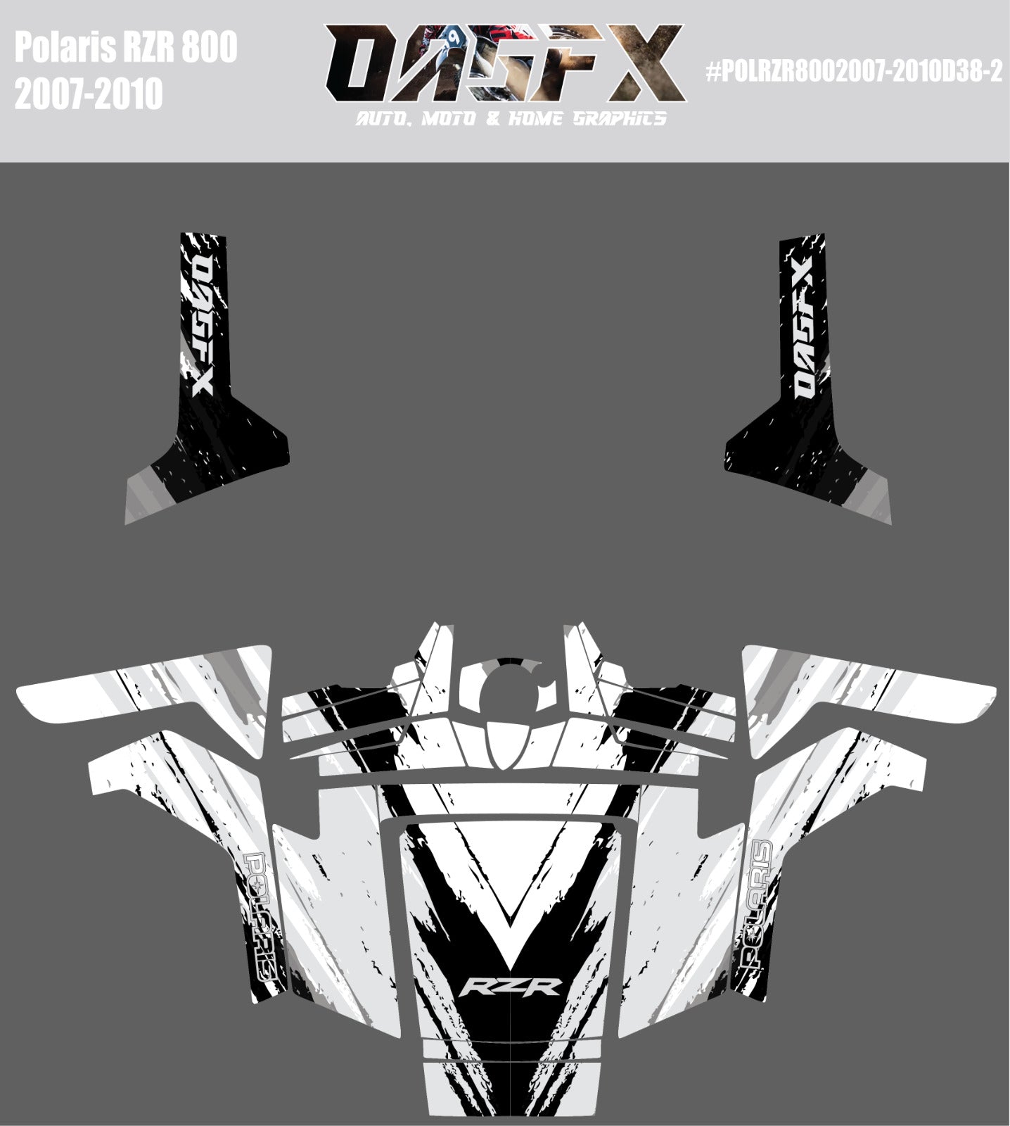 2007 - 2010 Polaris RZR 800 Graphics Kit D38-2 Gray