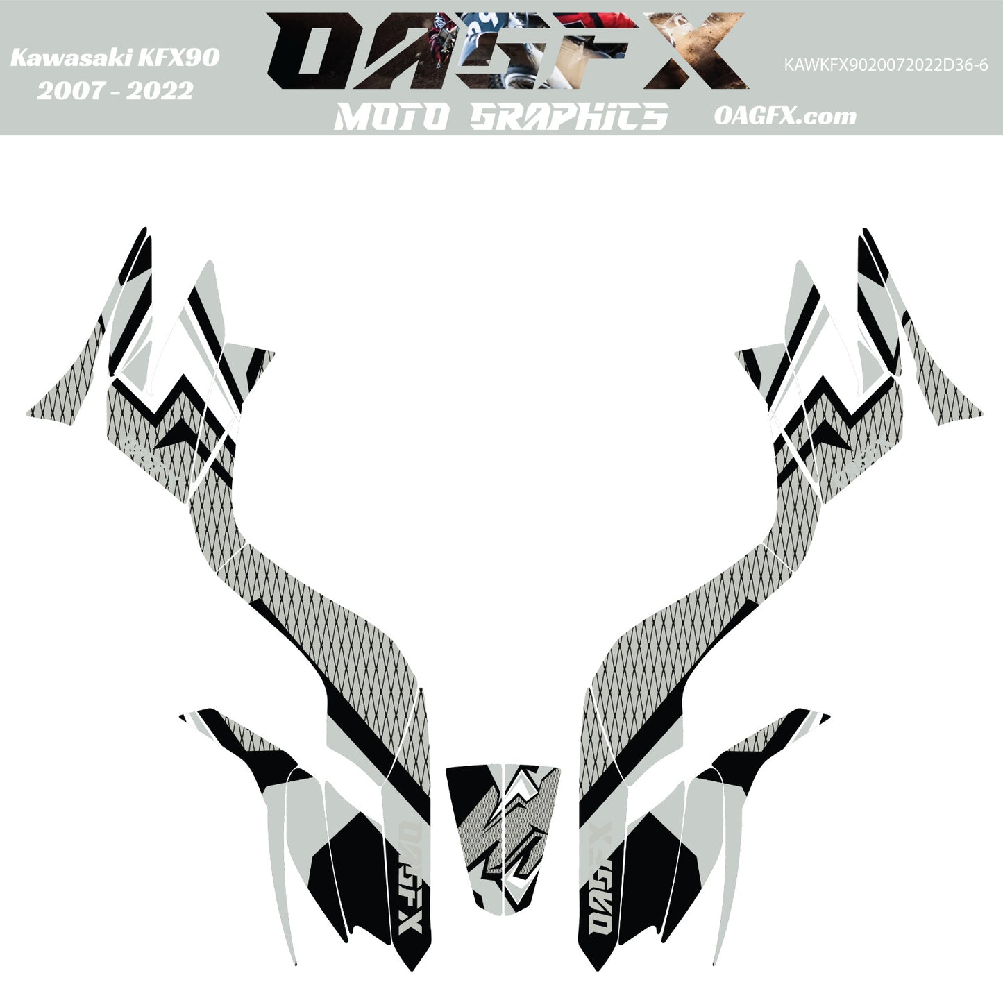 2007 - 2022 Kawasaki KFX 50 90 Graphic Kit -  D36-7 Grey