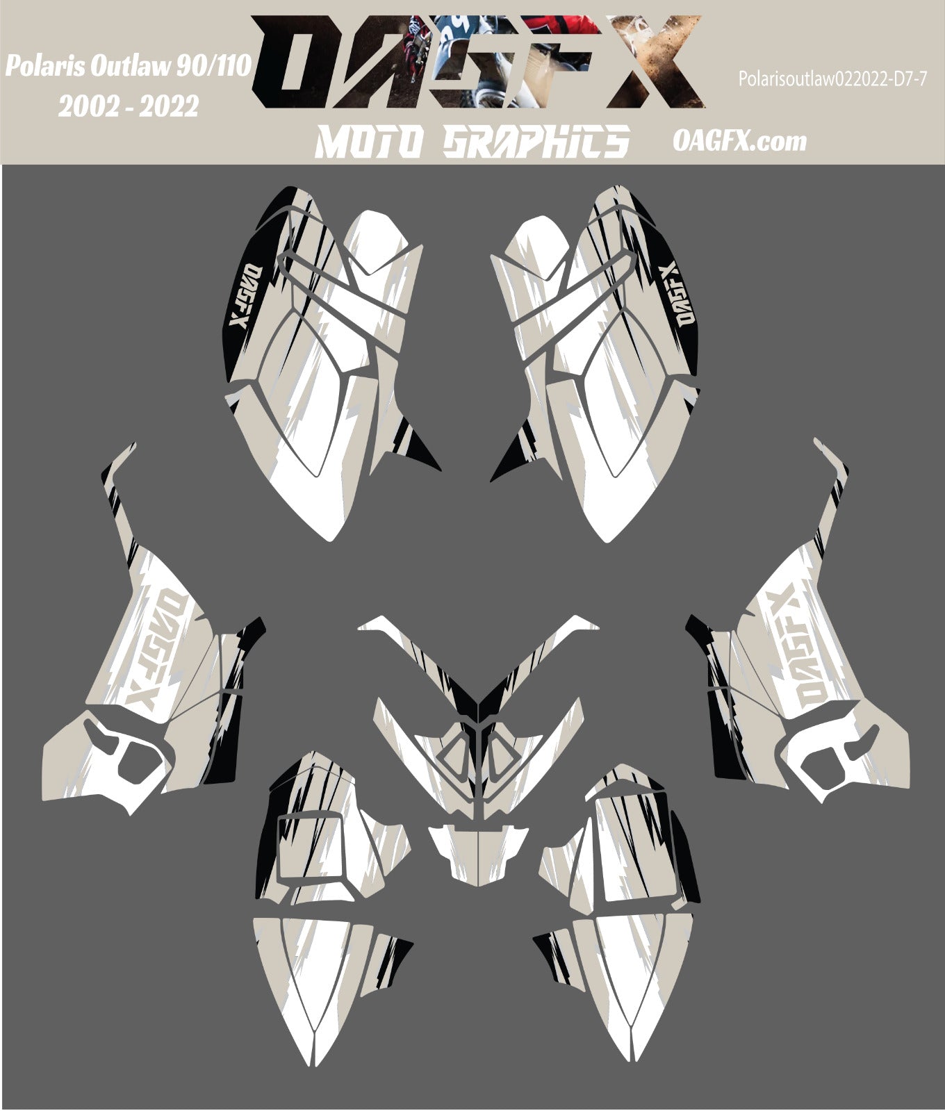 2002 - 2022 Polaris Outlaw 90 110 Graphic Kit -  D7-7 Grey