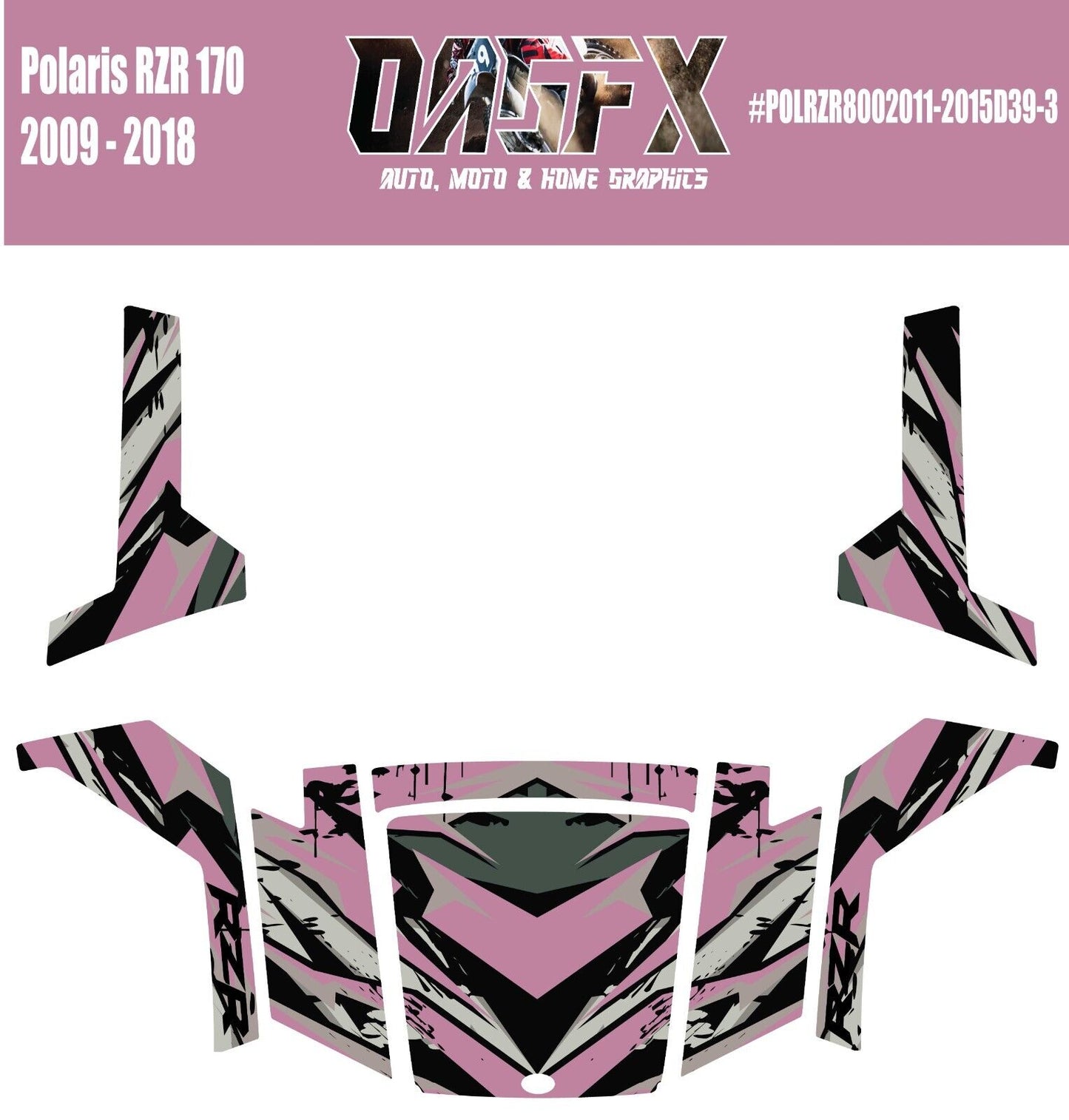 2009 - 2018 Polaris RZR 170 UTV Graphics Kit D39-3 Pink