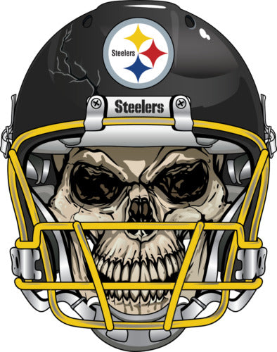 Pittsburgh Steelers Skull Decal ~ Vinyl Car - Wall, Cornholes Graphics