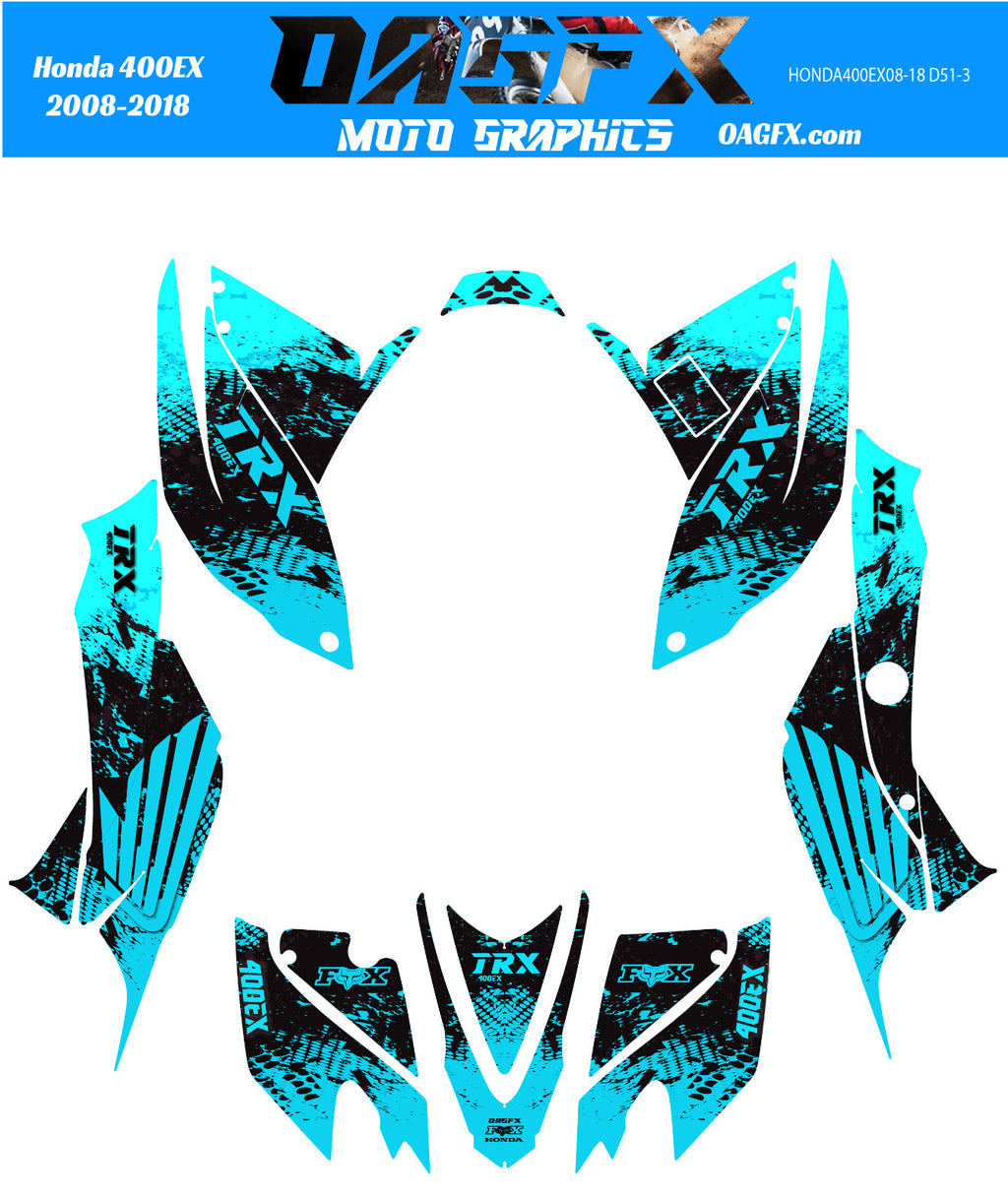 2008 - 2018 Honda TRX 400 EX Graphics Kit - Pro Ed D51-3 Teal