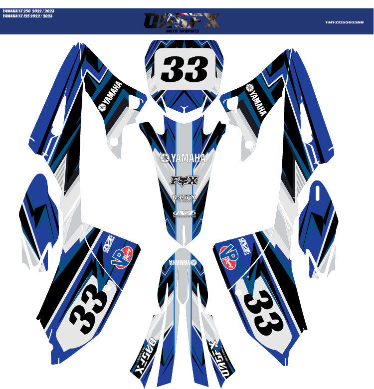 2022 - 2023 Yamaha YZ 125 and 250 2 Stroke Graphic Kit - Pro Ed D2