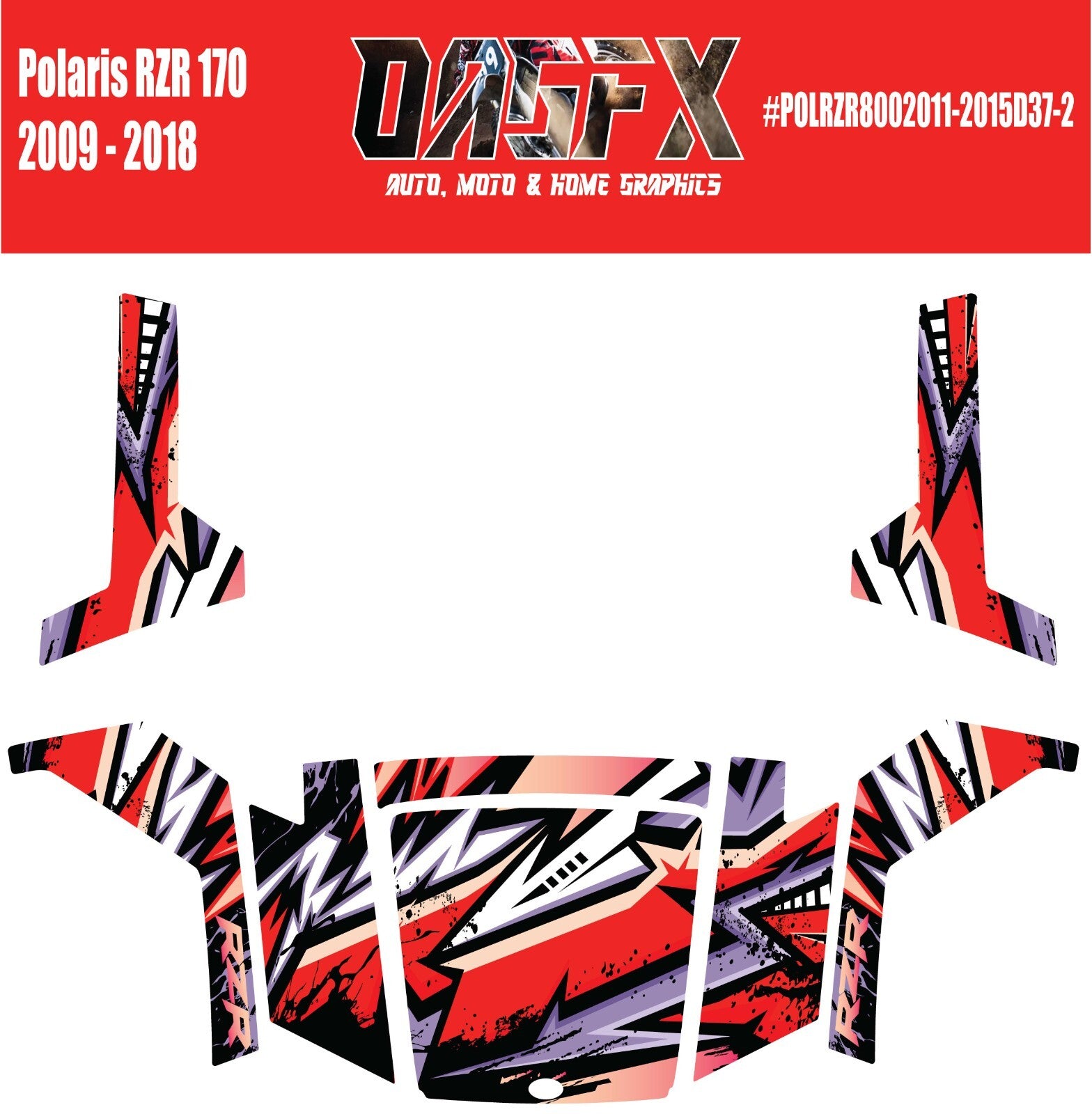 2009 - 2018 Polaris RZR 170 UTV Graphics Kit D37-2 Red