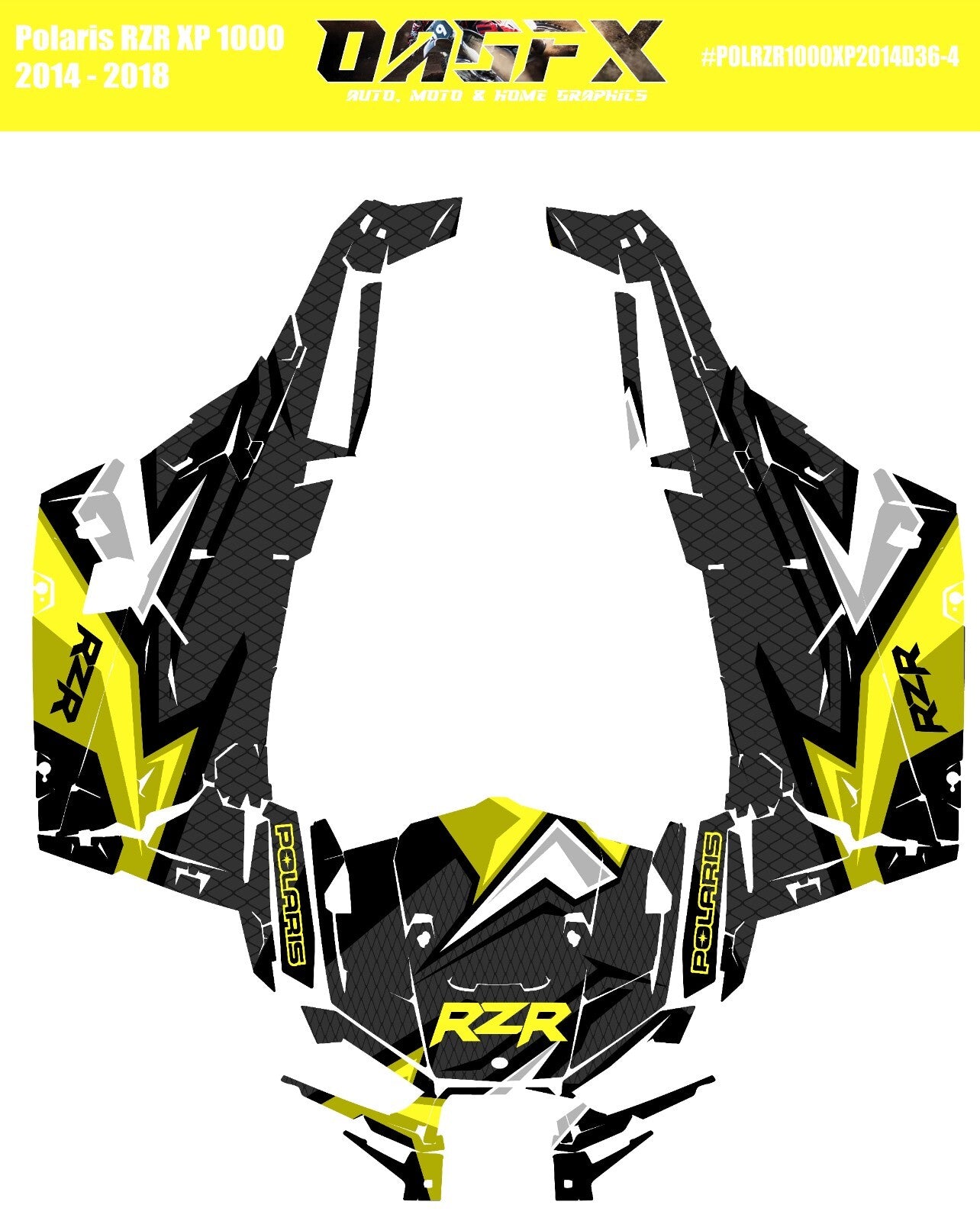 2014 - 2018 Polaris RZR XP 1000 Graphics Kit D36-4 Yellow