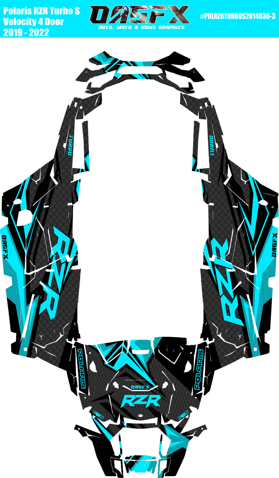 2019 - 2022 Polaris RZR Turbo S Velocity 4 Door  Graphics Kit D36-3