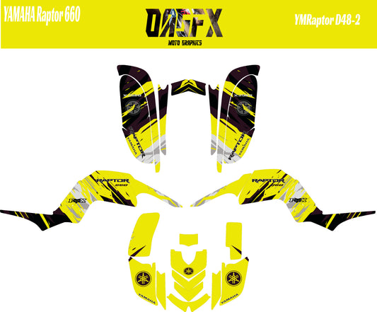 OAGFX Yamaha Raptor 660 Graphics Kit D48-2 Yellow