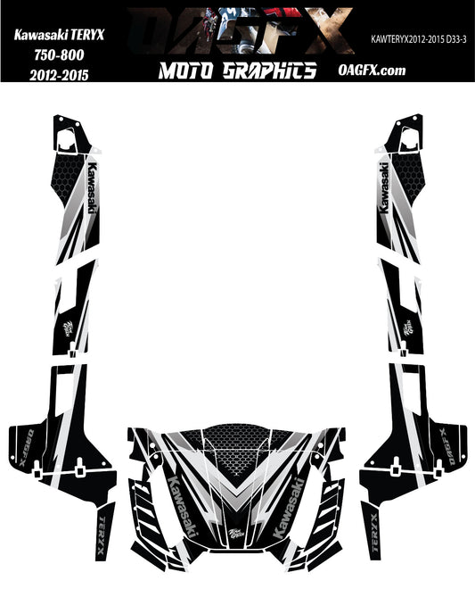 2012 - 2015 Kawasaki Teryx4 750 800 Graphic Kit Pro Edition D33-3 Black