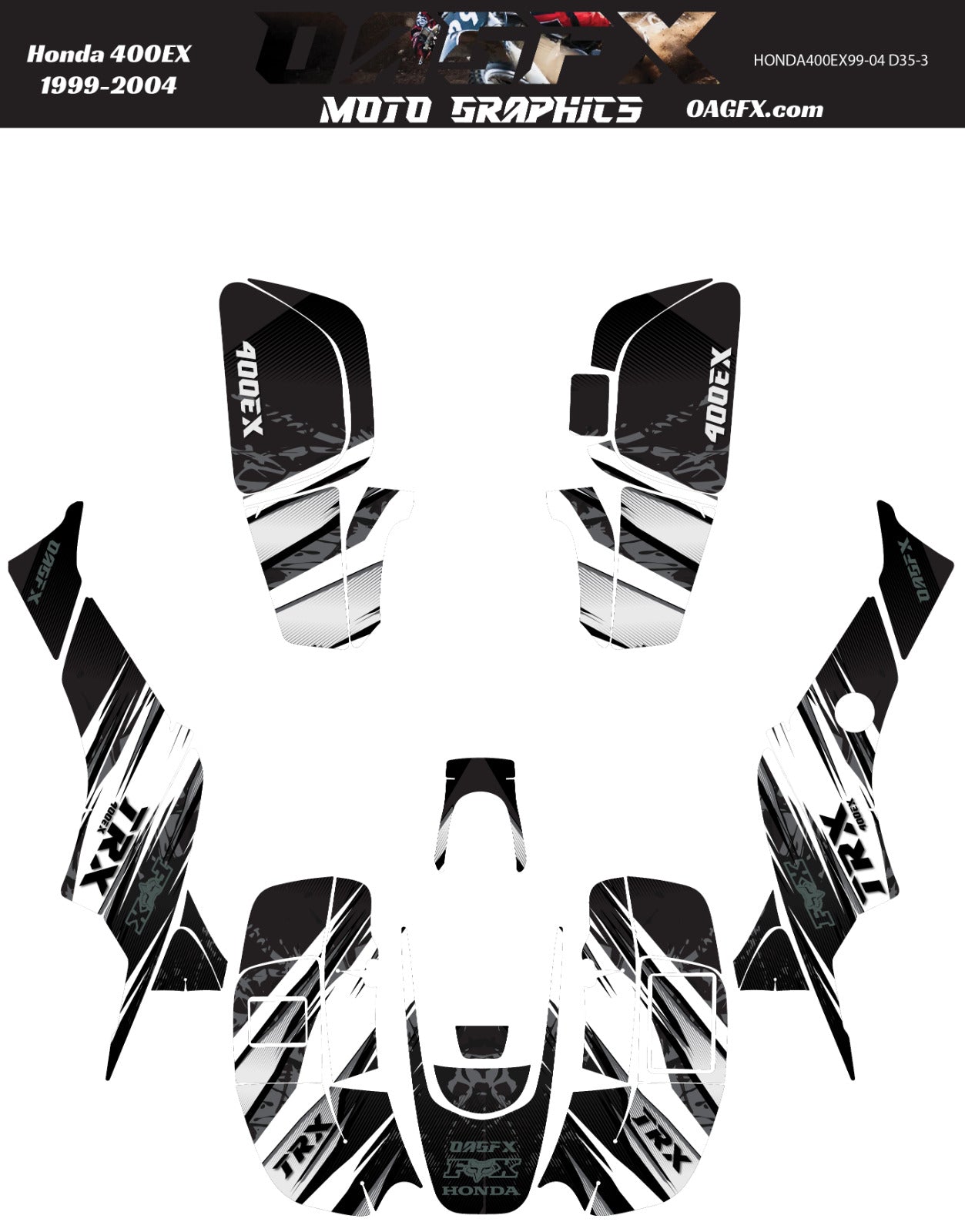 1999-2004 Honda TRX 400 EX Graphics Kit - Pro Ed D35-3 Black