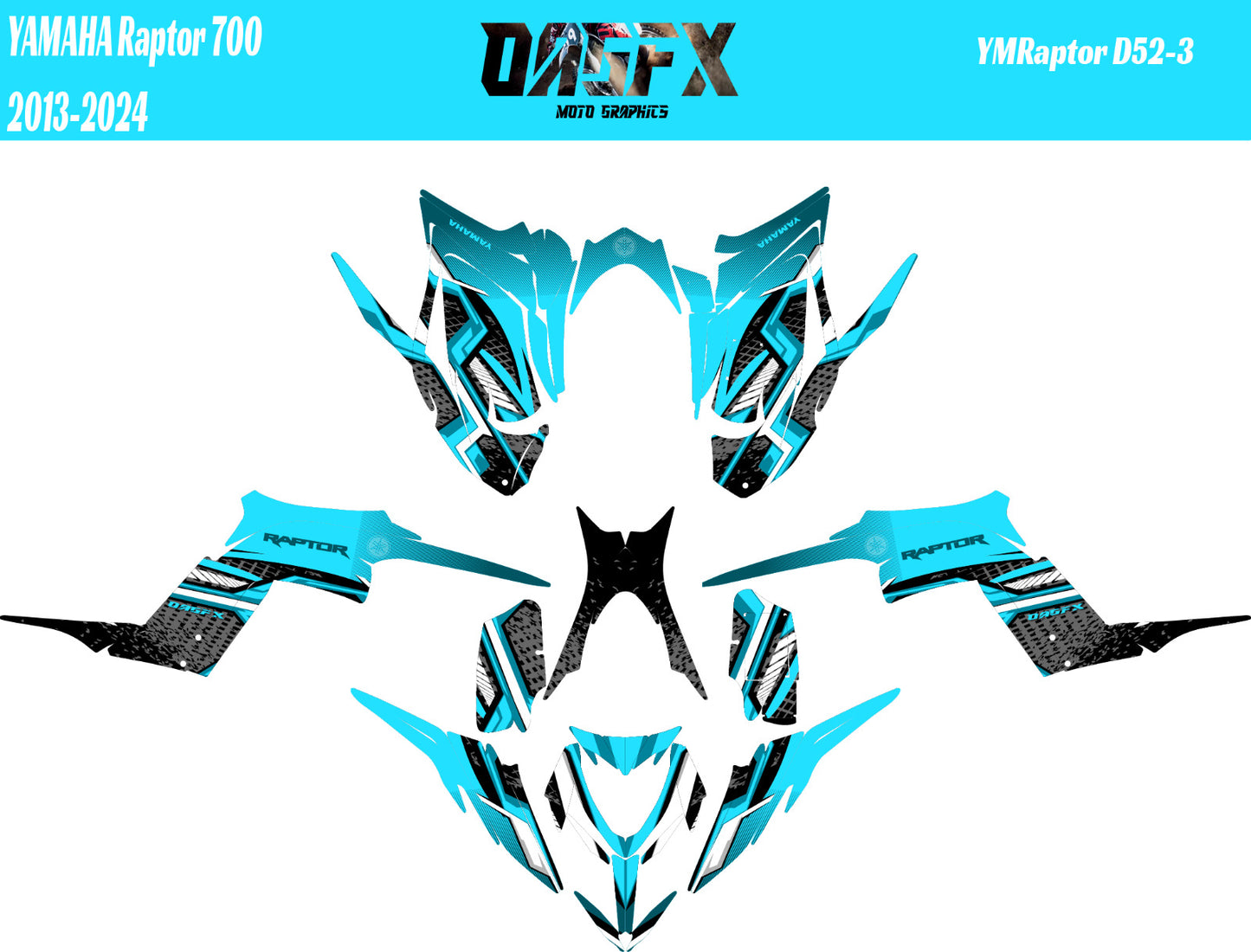 2013 - 2024 Yamaha Raptor 700 Graphics Kit D52-3 Teal