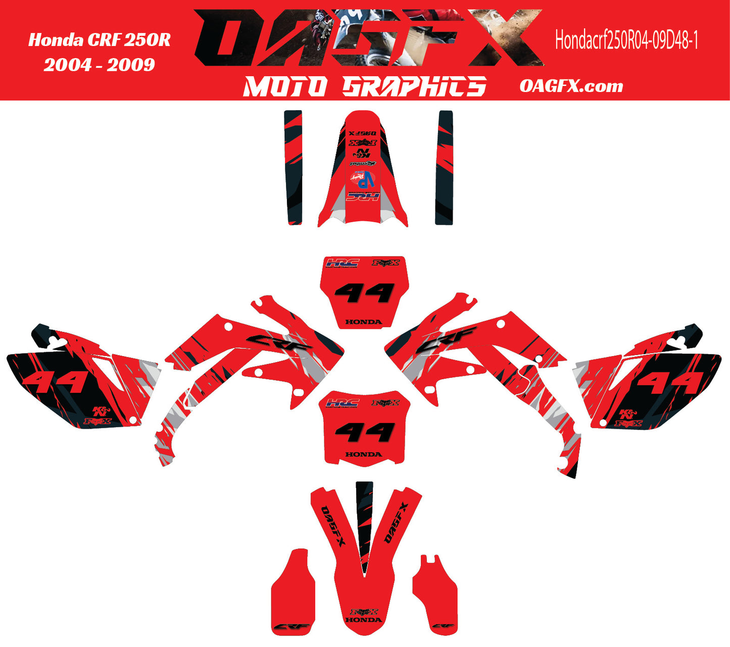 2004-2009 Honda CRF250R Graphics Kit - Pro Ed D48-1 CRF 250