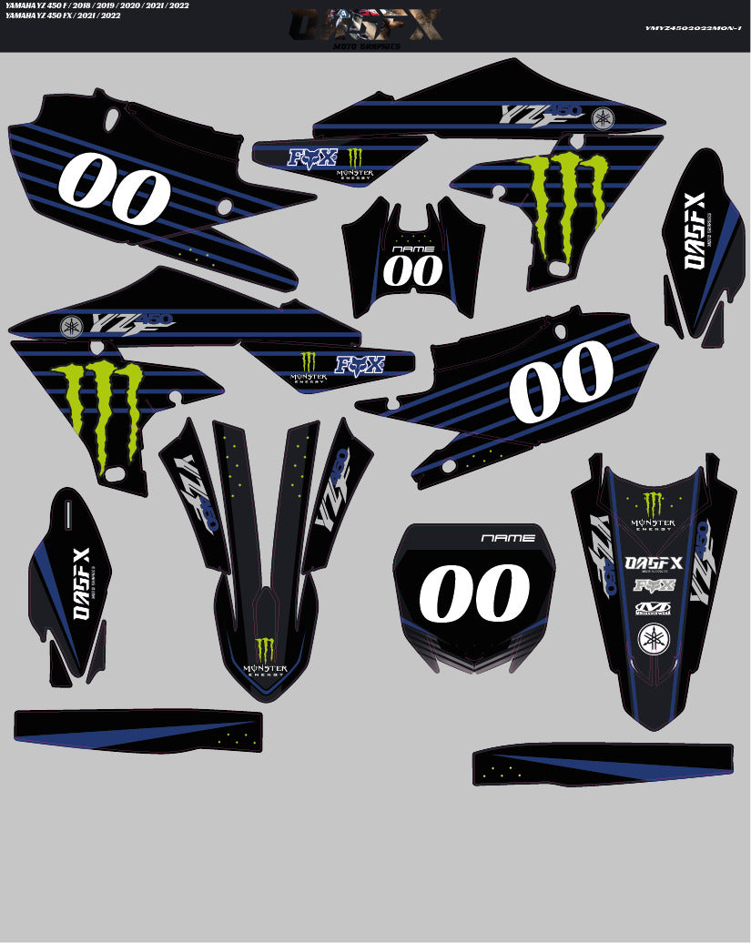 2018-2022 Yamaha YZF 450 YZ450F OAGFX  Graphic Kit - Pro Ed DMon-1