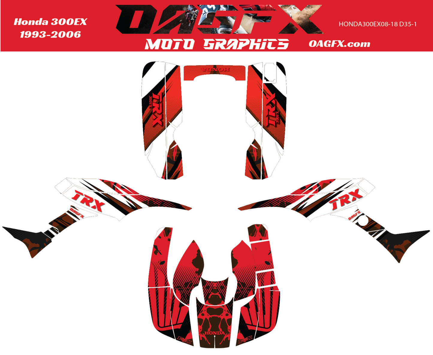 1993 - 2006 Honda TRX 300 EX Graphics Kit - Pro Ed D35-1