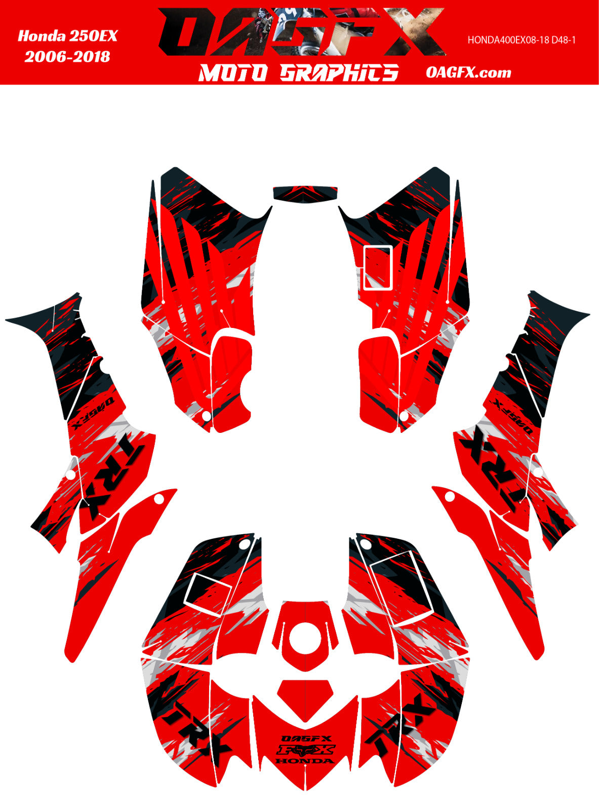 2006-2018 Honda TRX 250 EX Graphics Kit - Pro Ed D48-1 Red