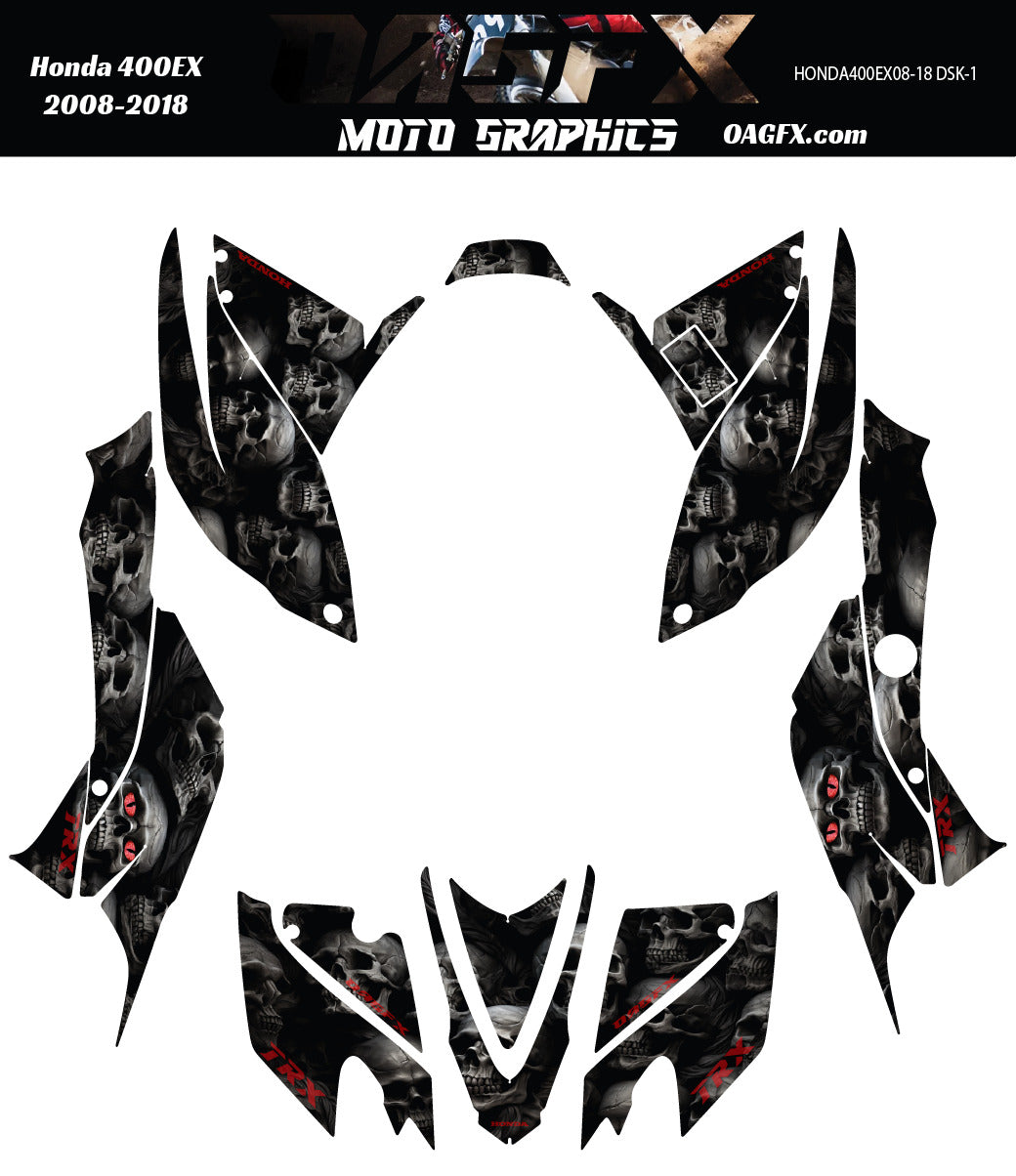 2008 - 2018 Honda TRX 400 EX Graphics Kit - Pro Ed DSK-1 Skulls