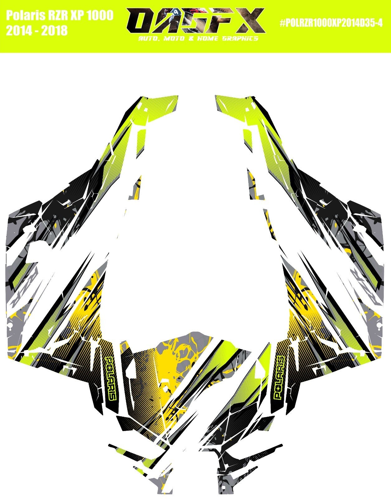 2014 - 2018 Polaris RZR XP 1000 Graphics Kit D35-4 Yellow
