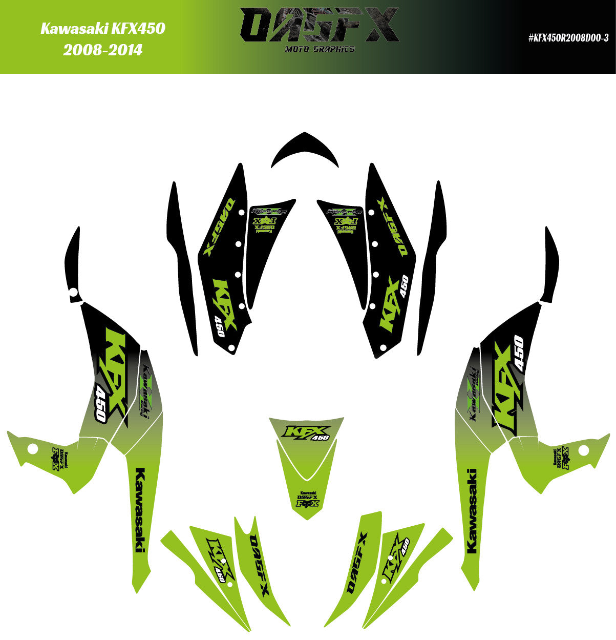 2008 - 2014 Kawasaki KFX 450 Graphic Kit -  D00-3 Fade