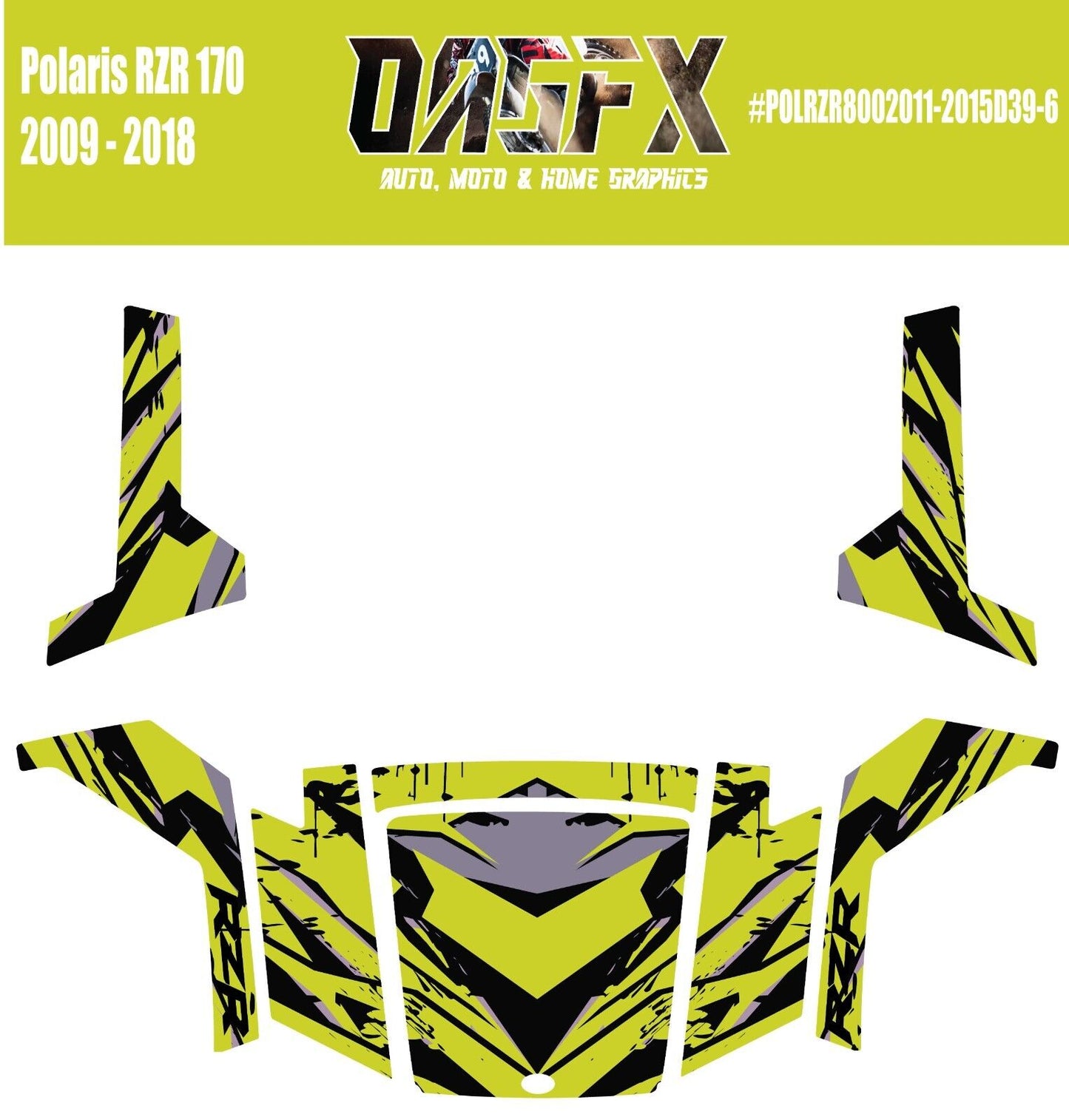 2009 - 2018 Polaris RZR 170 UTV Graphics Kit D39-6 Yellow