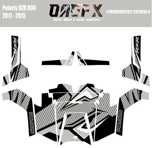 2011 - 2015 Polaris RZR 800 UTV Graphics Kit D36-7 Grey