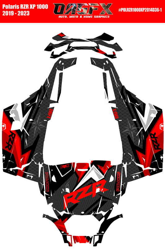 2019 - 2023 Polaris RZR XP 1000 Graphics Kit D36-1 Red OAGFX