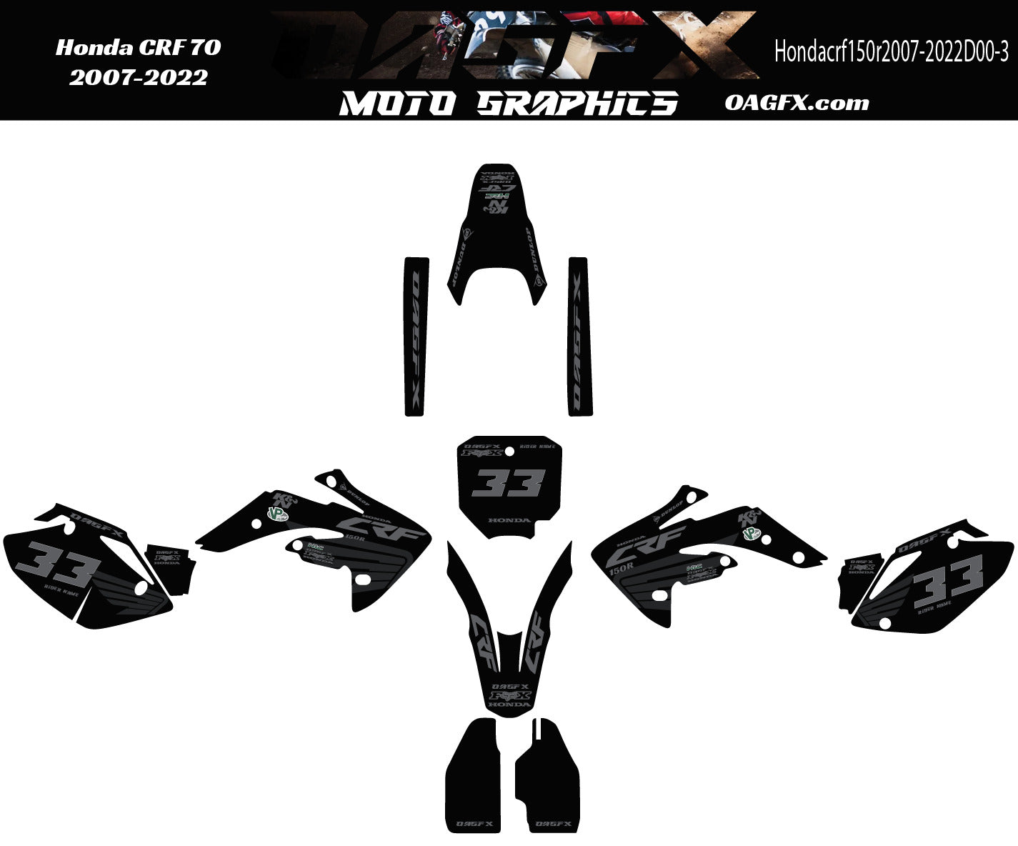 2007-2022 Honda CRF150R Graphics Kit - Pro Ed D00-3 CRF 150 Stealth