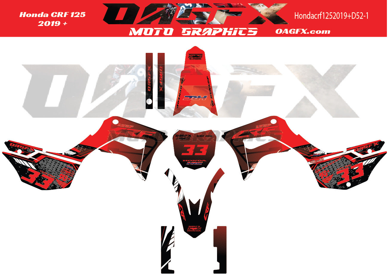 2019-2023 Honda CRF 125 Vector  Design Template With Pre-made design