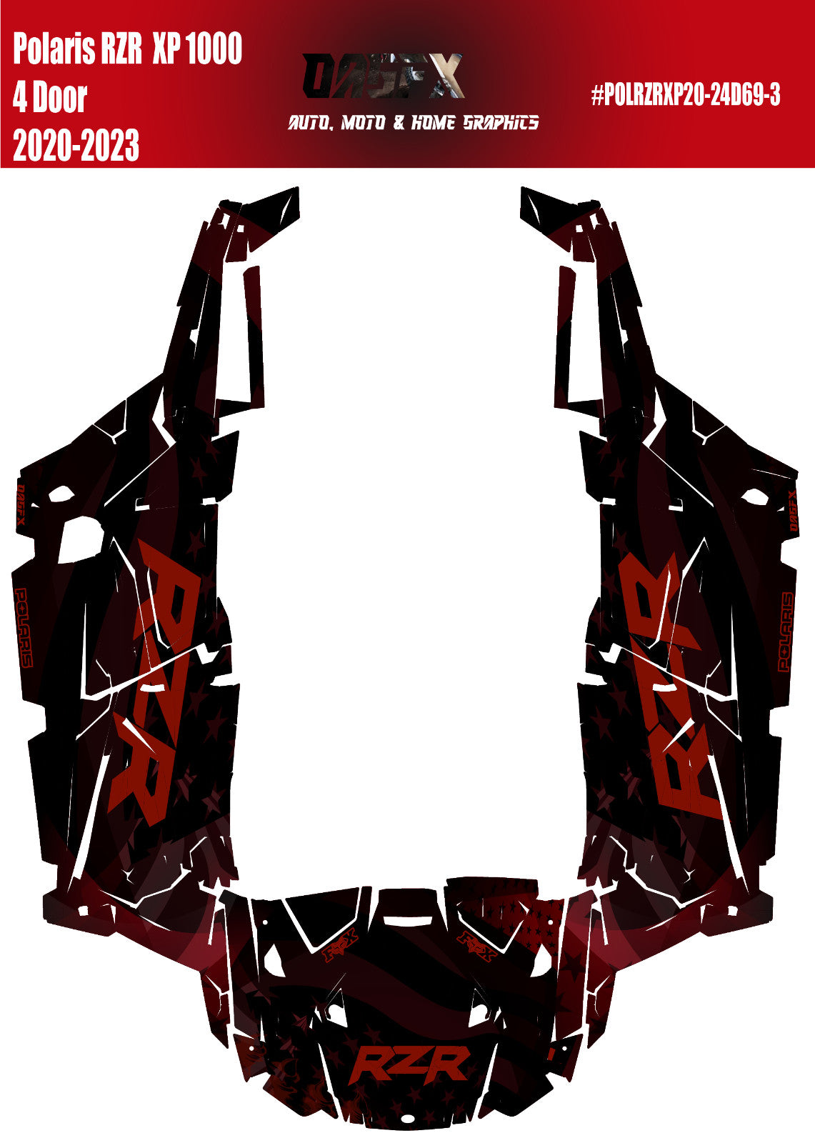 2020 - 2023 Polaris RZR  XP 1000 4 Door  Graphics Kit D69-3 Flag