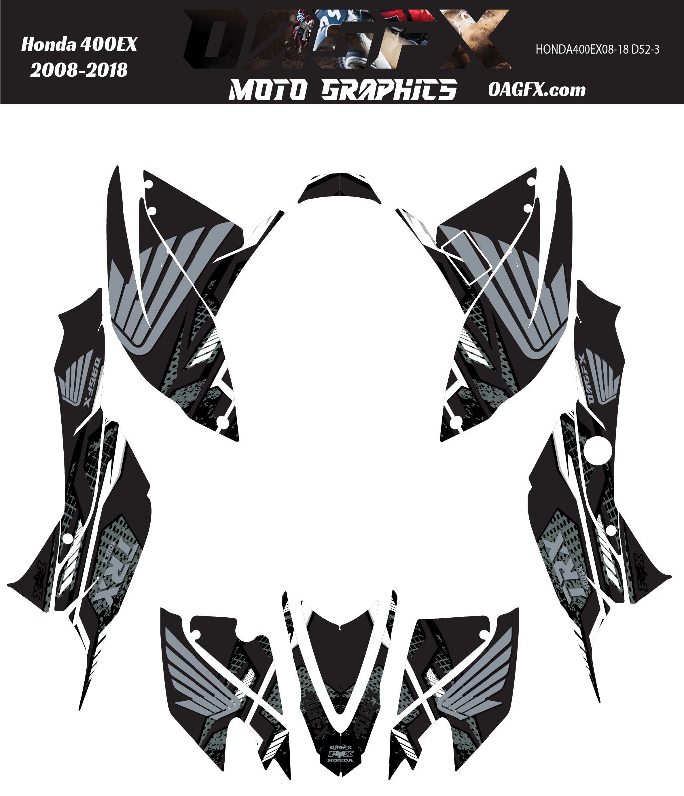 2008 - 2018 Honda TRX 400 EX Graphics Kit - Pro Ed D52-3 Black