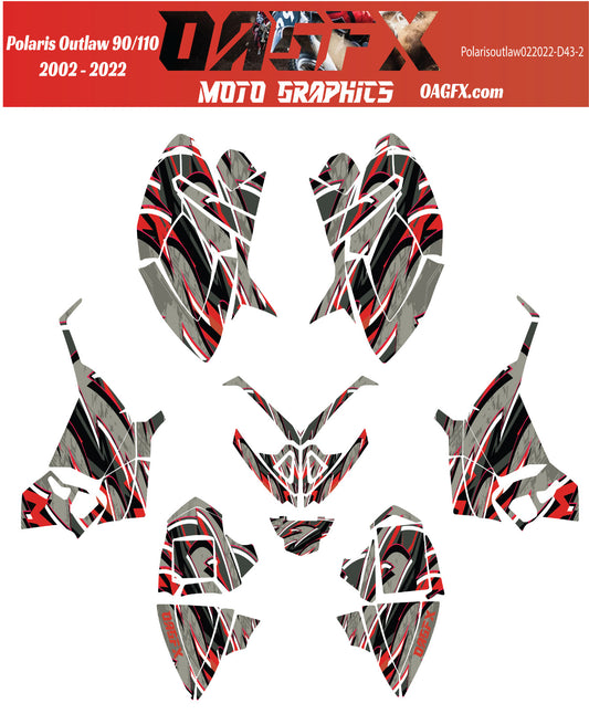 2002 - 2022 Polaris Outlaw 90 110 Graphic Kit -  D43-2 Red