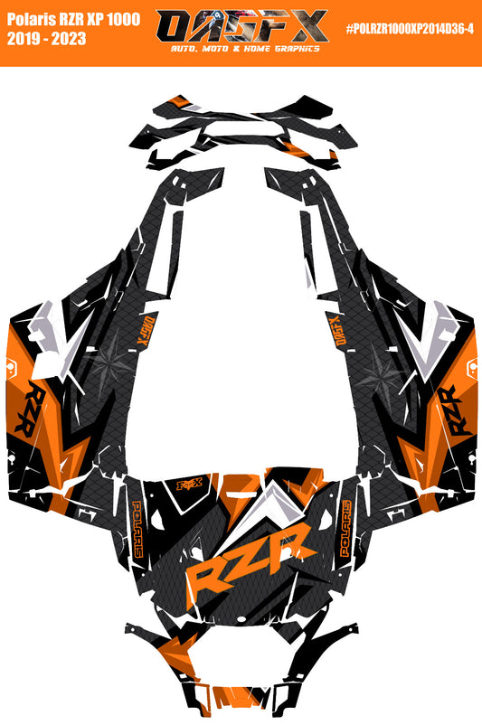 2019 - 2023 Polaris RZR XP 1000 Graphics Kit D36-4 Orange OAGFX