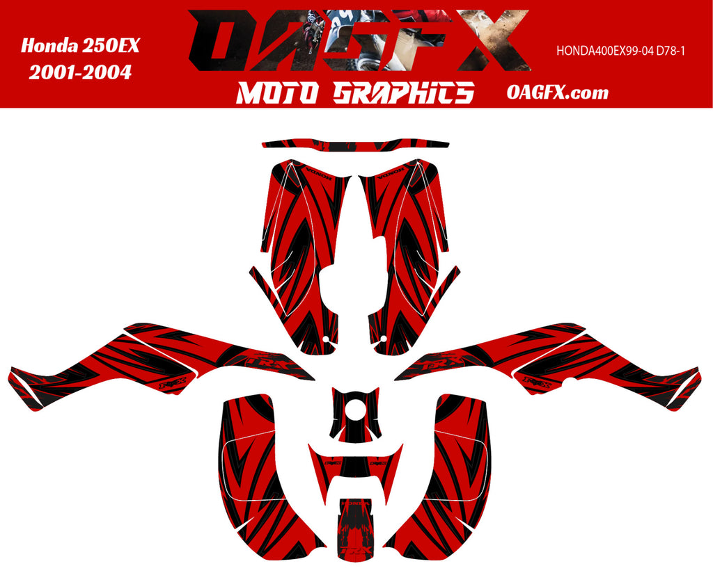 2001 - 2004 Honda TRX 250 EX Graphics Kit - Pro Ed D78-1 Red