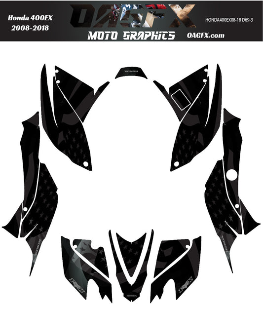 2008 - 2018 Honda TRX 400 EX Graphics Kit - Pro Ed D69-3 USA Flag Stealth