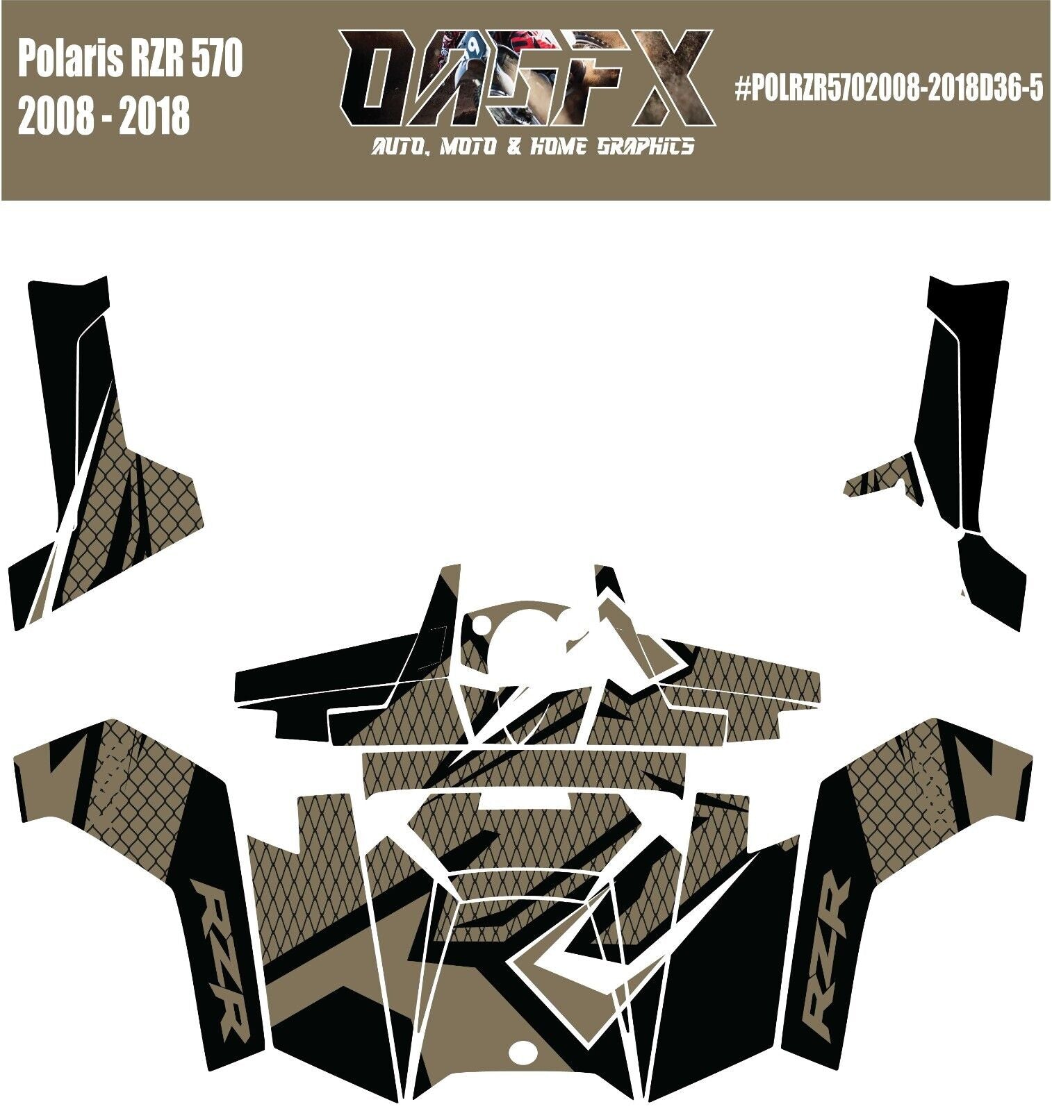 2008 - 2018 Polaris RZR 570 UTV Graphics Kit D36-5 Brown