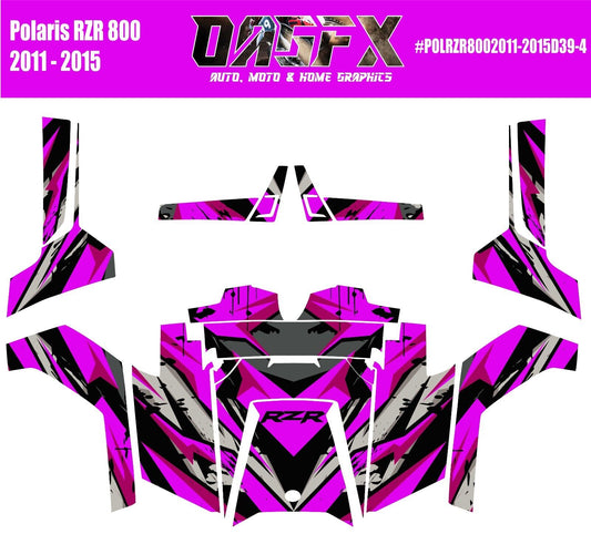 2011 - 2015 Polaris RZR 800 UTV Graphics Kit D39-4 Purple