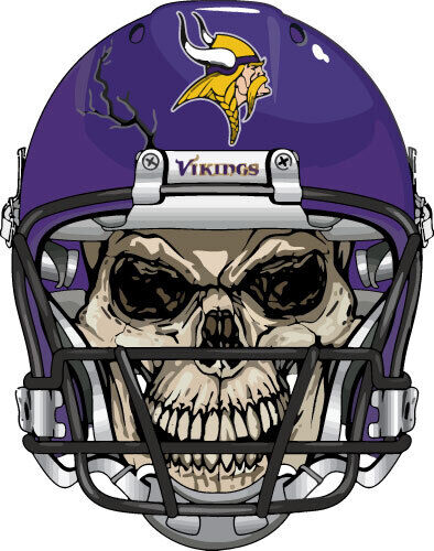 Minnesota Vikings Skull Decal  ~ Vinyl Car Sticker - Wall, Cornholes Graphics