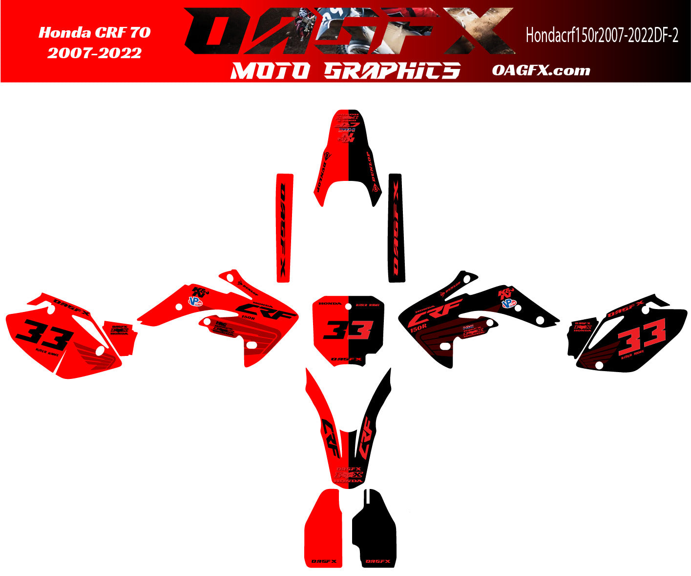 2007-2022 Honda CRF150R Graphics Kit - Pro Ed DF-2 CRF 150