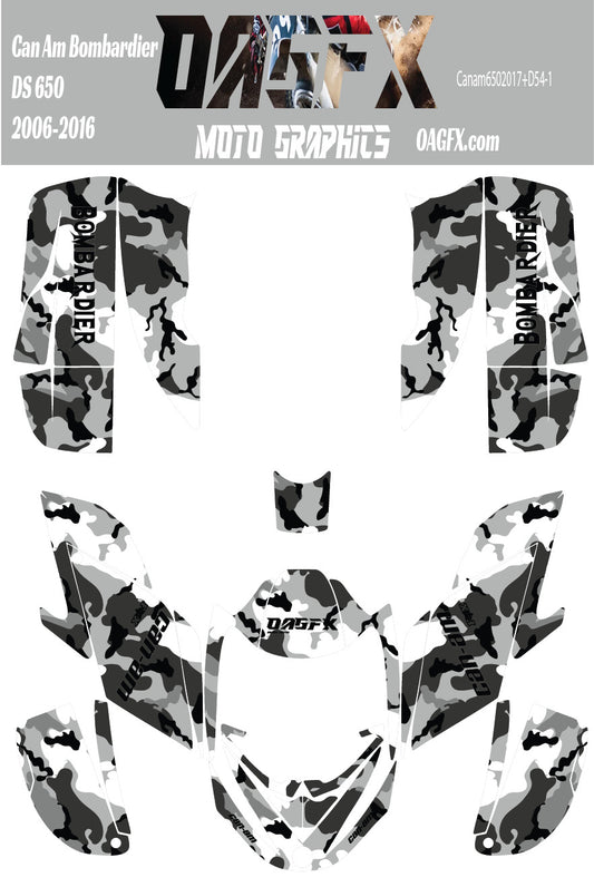 Can Am DS 650 Bombardier 2006-2016 Graphics Kit  Pro Edition D54-1 Light Camo