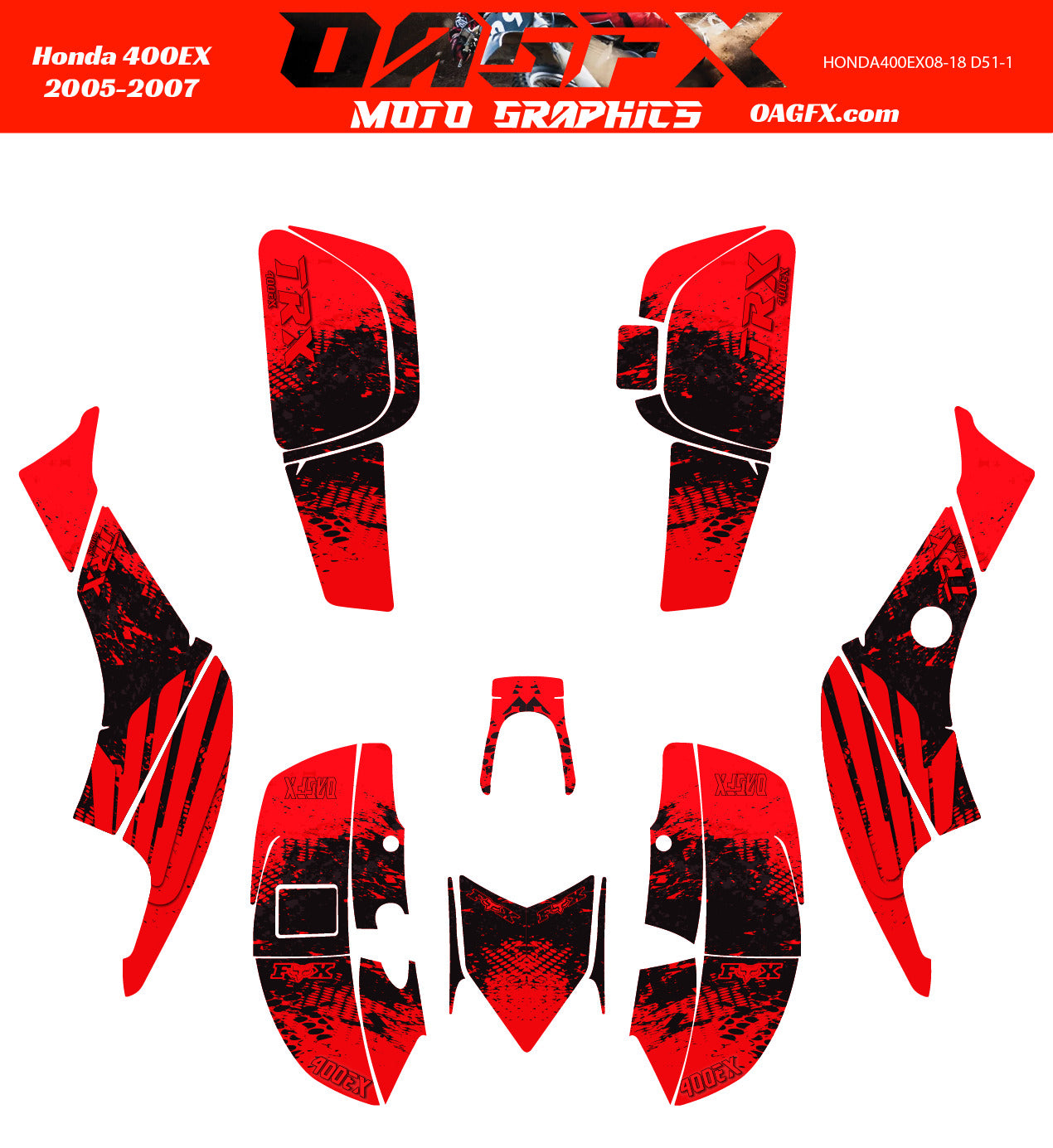 2005-2007 Honda TRX 400 EX Graphics Kit - Pro Ed D51-1 Red