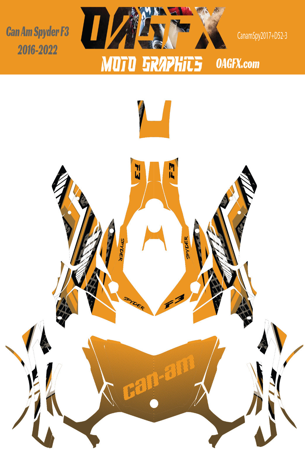 2016 - 2022 Can Am Spyder F3 Graphics Kit  Pro Edition D52-3 OAGFX Orange