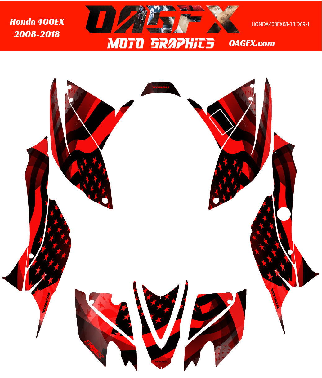 2008 - 2018 Honda TRX 400 EX Graphics Kit - Pro Ed D69-1 USA Flag