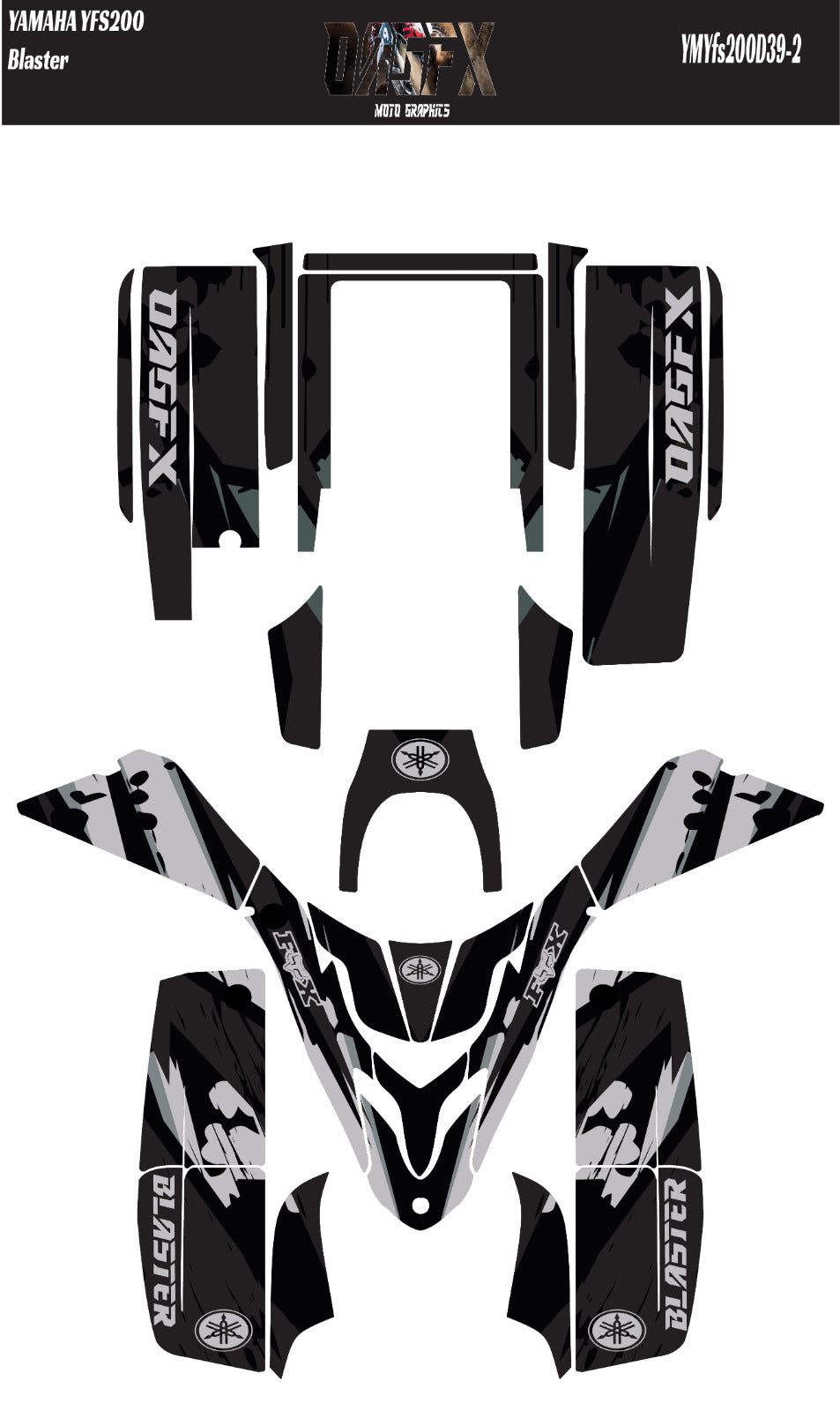 OAGFX Yamaha YFS 200 Blaster Graphics Kit D39-2 Stealth