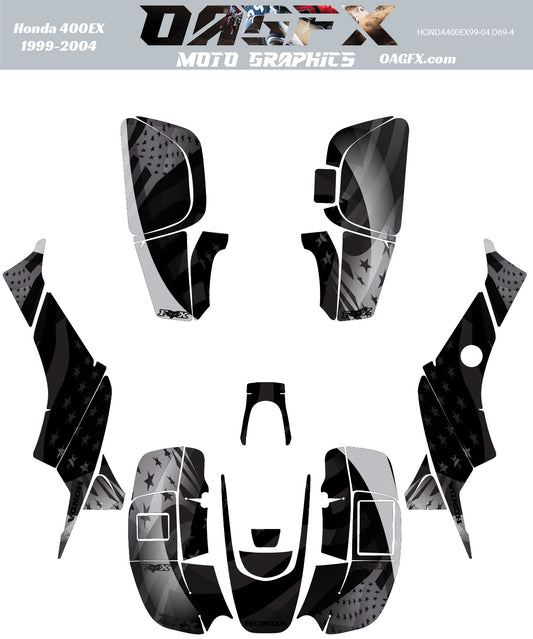 1999-2004 Honda TRX 400 EX Graphics Kit - Pro Ed D69-4 USA Flag Stealth