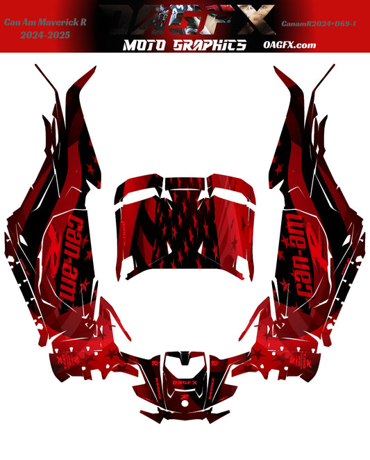 2024-2025 Can Am Maverick R RS Graphics Kit  Pro Edition D69-1 USA Flag