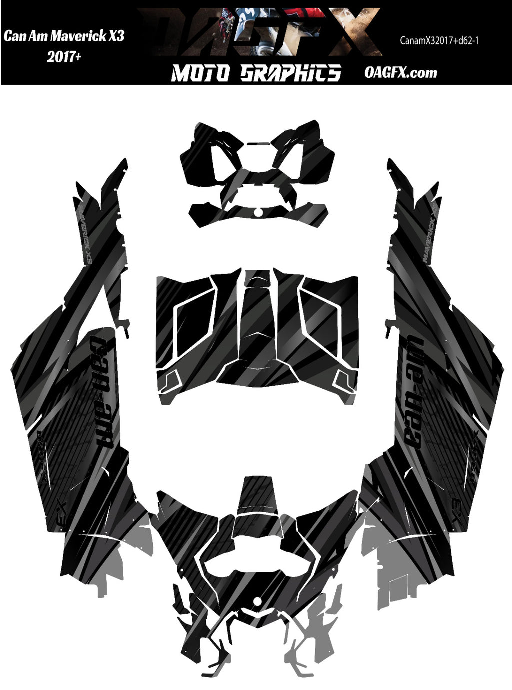 2017 - 2024 Can Am X3 Maverick Graphics Kit  Pro Edition D62-1 Black/Grey