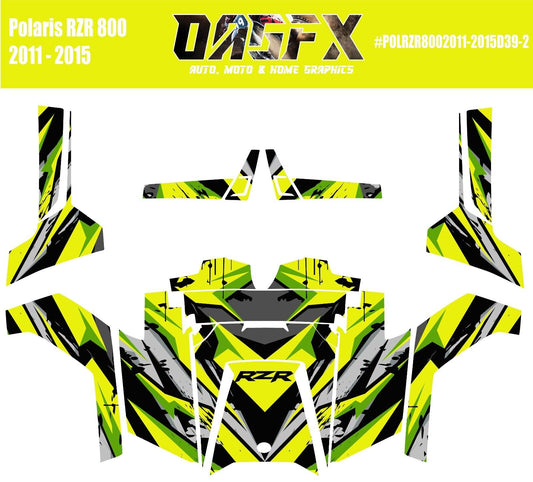 2011 - 2015 Polaris RZR 800 UTV Graphics Kit D39-2 Yellow