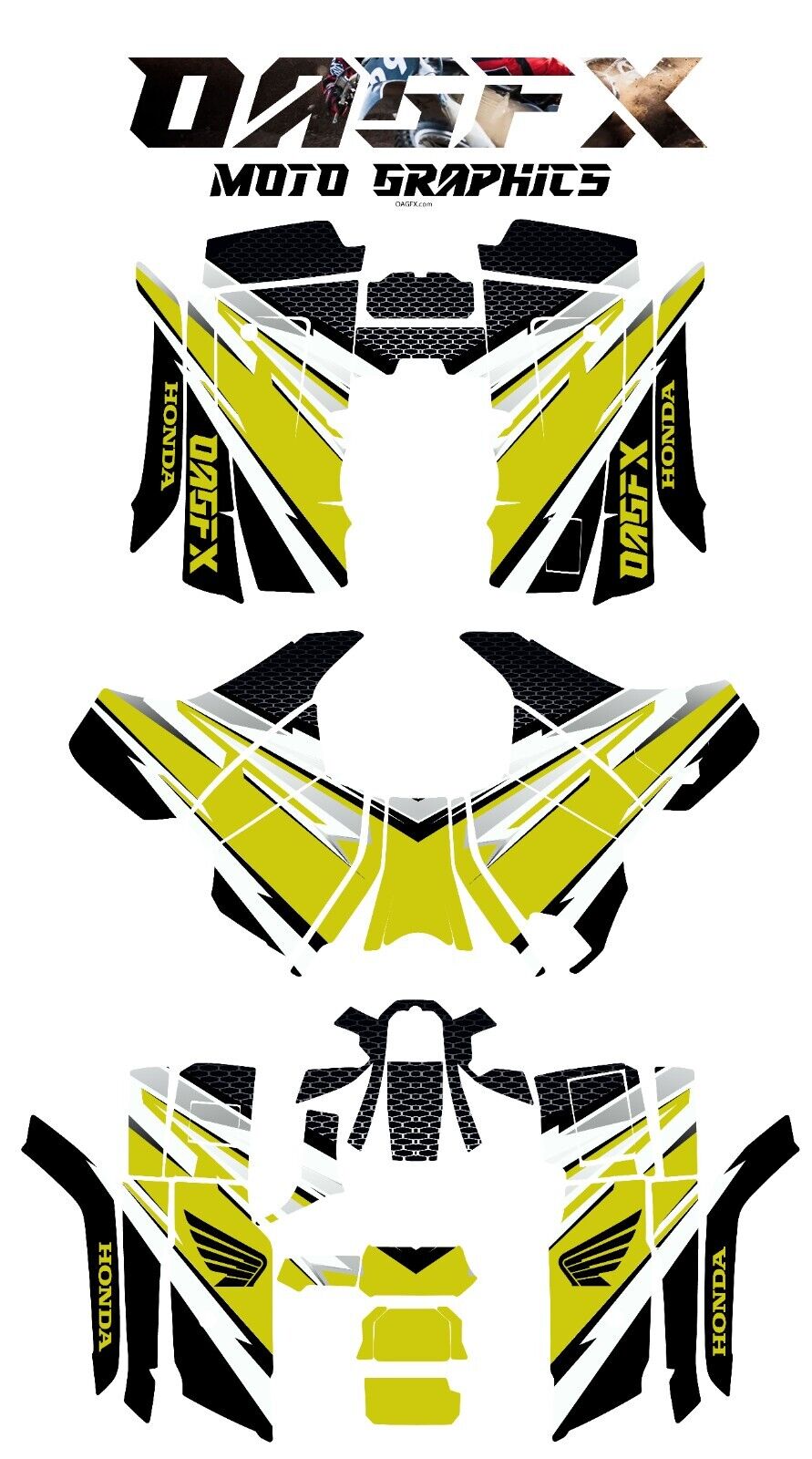 2014-2020 Honda TRX 420 Rancher Graphics Kit - Pro Ed D33-2 Yellow